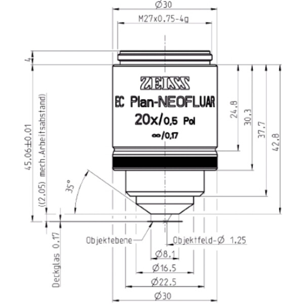 ZEISS Objektiv Objective EC Plan-Neofluar, POL, 20x/0.50 wd=2.0mm