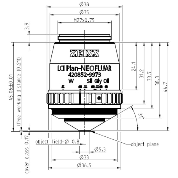 ZEISS Objektiv LCI Plan-Neofluar 25x/0,8 Imm Corr DIC wd=a=0,21mm