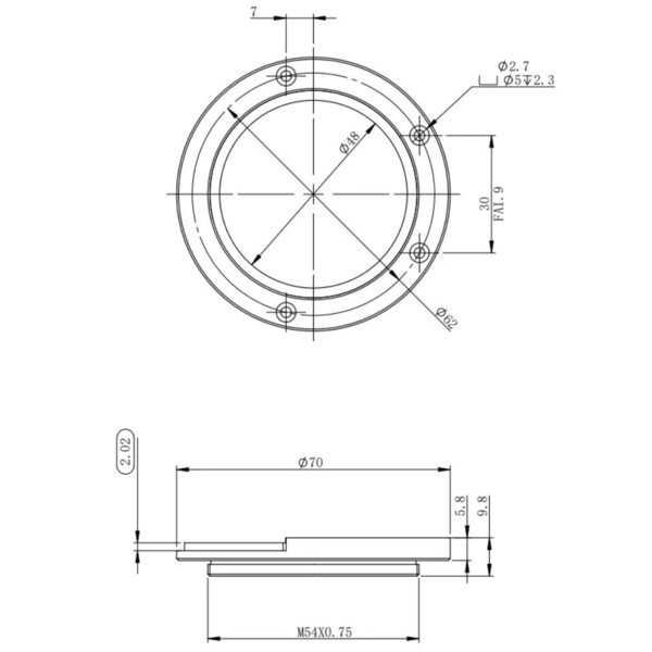 ZWO M54 Adapter für Filterschublade