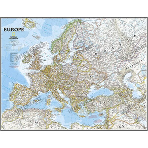 National Geographic Kontinentkarta Europa politiskt, laminerad