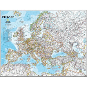 National Geographic Kontinentkarta Europa politisk stor laminerad