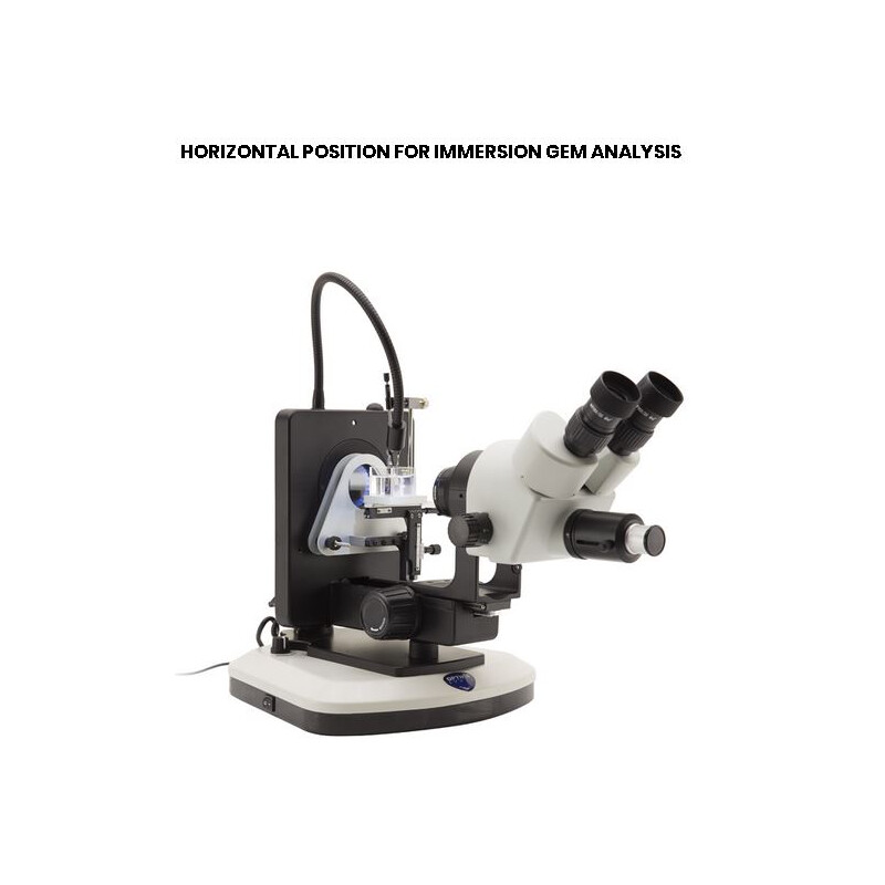 Optika Zoom-stereomikroskop OPTIGEM-2, trino, gemmologisk, lutande stativ