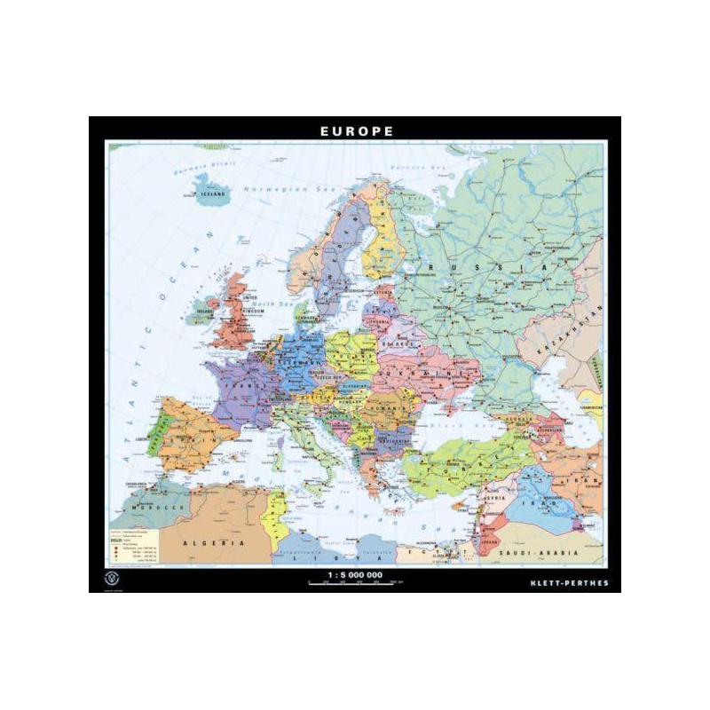 Klett-Perthes Verlag Kontinentkarta Europa politiskt / stumt (ABW) 2-sidig