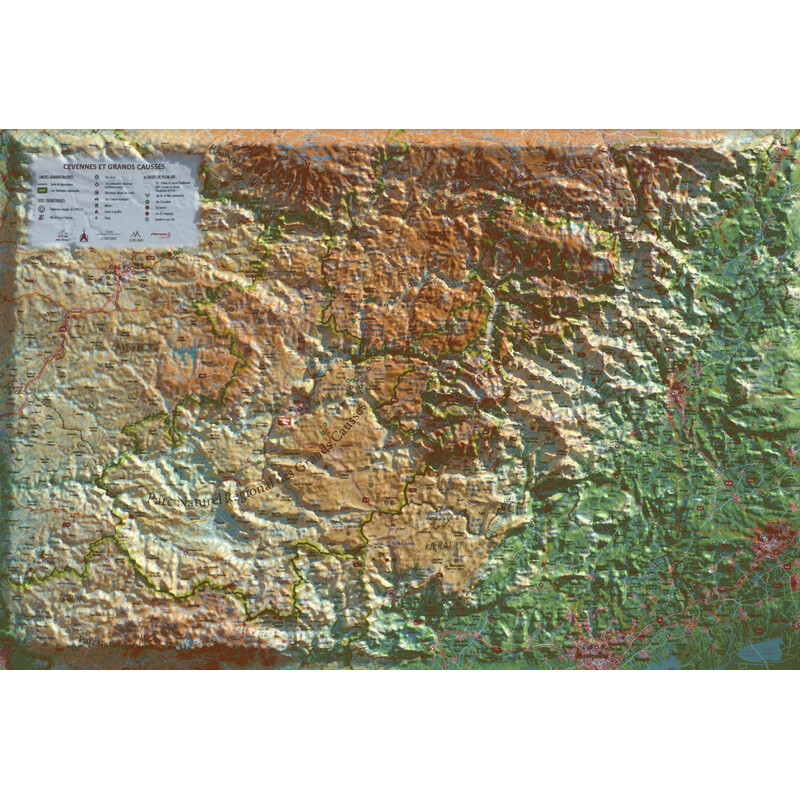 3Dmap Regionkarta Cévennes et Grands Causses