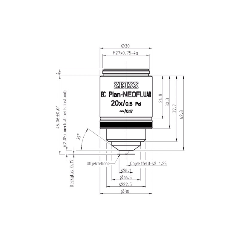 ZEISS Objektiv Objective EC Plan-Neofluar, POL, 20x/0.50 wd=2.0mm