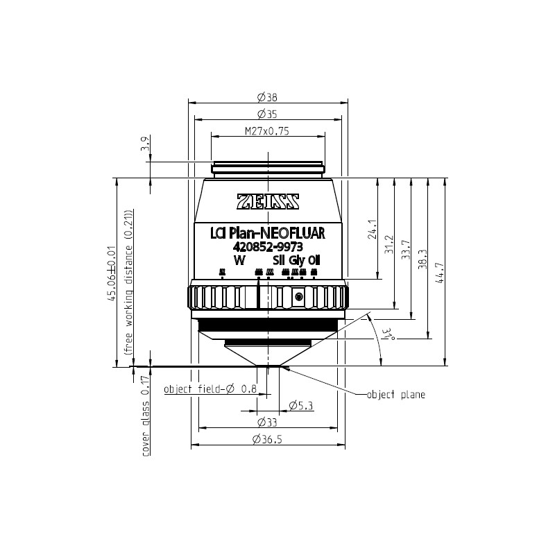 ZEISS Objektiv LCI Plan-Neofluar 25x/0,8 Imm Corr DIC wd=a=0,21mm