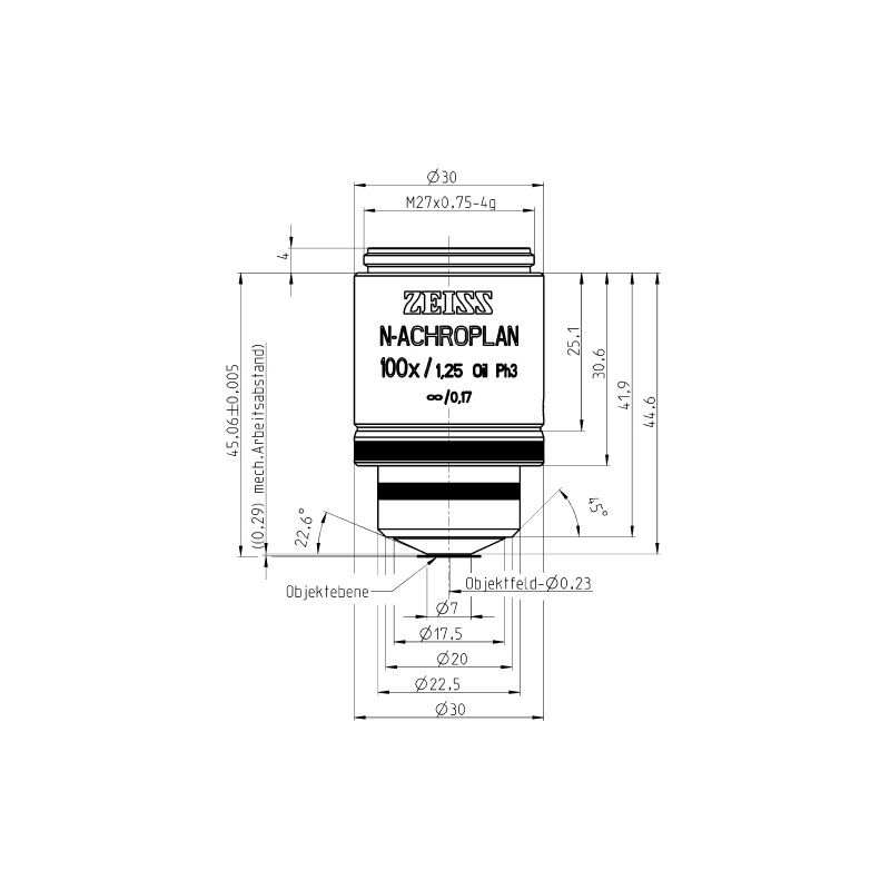 ZEISS Objektiv N-Achroplan 100x/1,25 Oil Ph3 wd=0,29mm