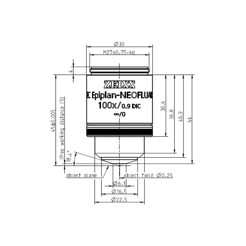 ZEISS Objektiv EC Epiplan-Neofluar 100x/0,9 DIC wd=1,0mm