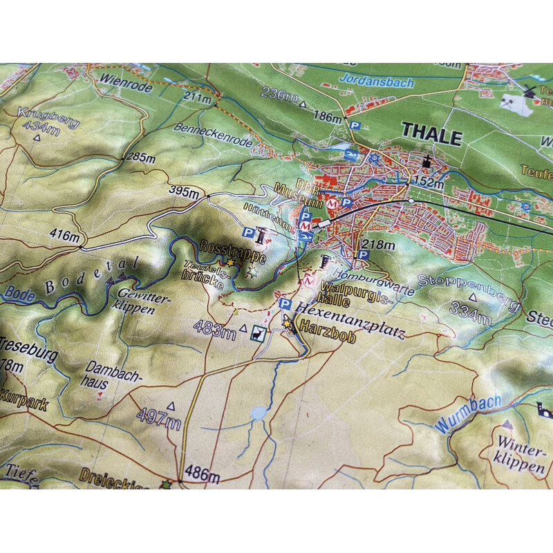 Georelief Regionkarta Harz 3D reliefkarta (77 x 57 cm)