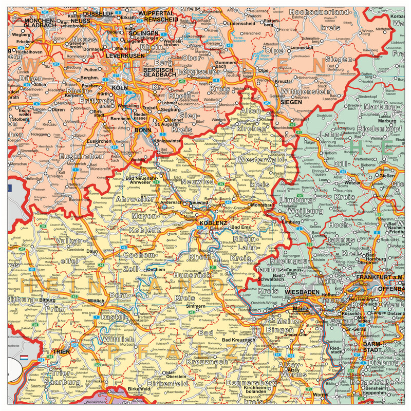 Stiefel Tyskland, politisk organisationskarta (100 cm x 140 cm)