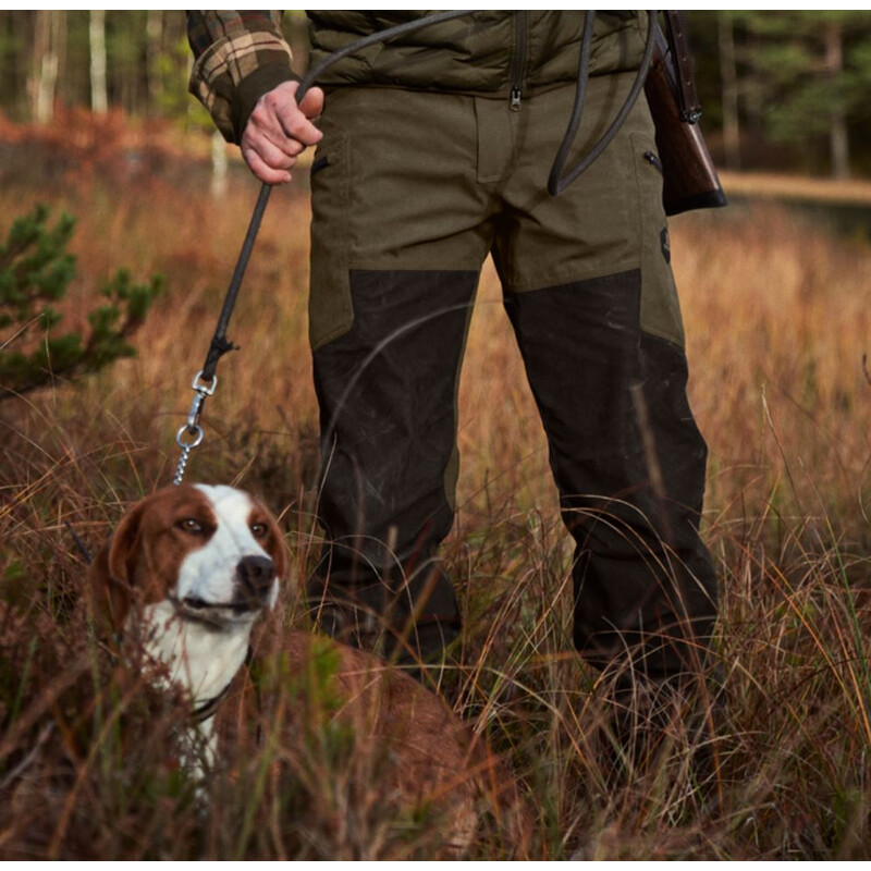 Härkila Driven Hunt HWS läderbyxor, Willow green/skuggbrun, storlek 52